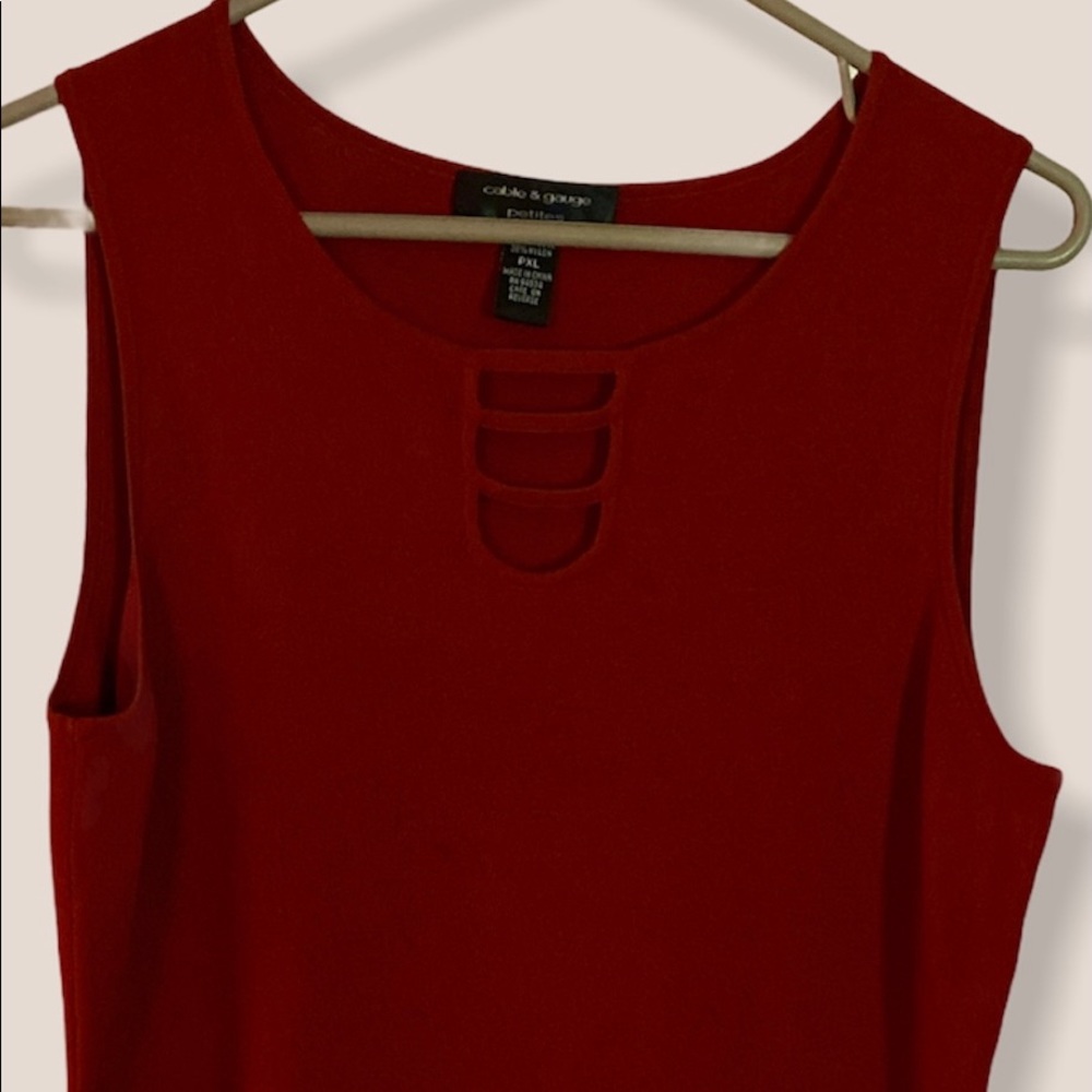Cable & Gauge Sleeveless Burgundy Blouse PXL